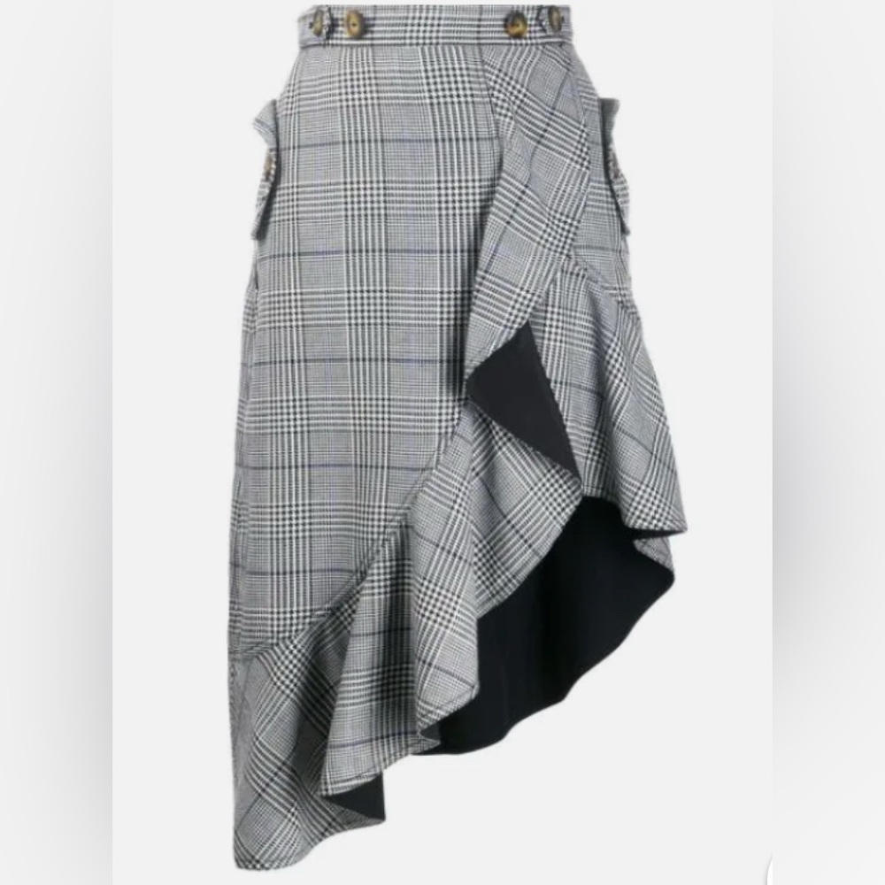 SELF PORTRAIT Asymmetrical Plaid Skirt